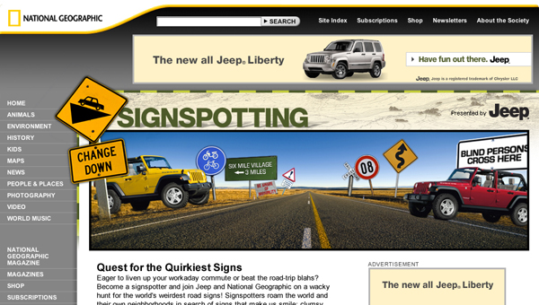 National Geographic: Jeep/Signspotting microsite